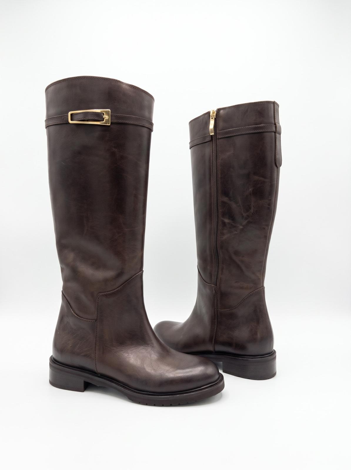 STIVALE BASSO ARTGIANALE IN VERA PELLE -CLOE-