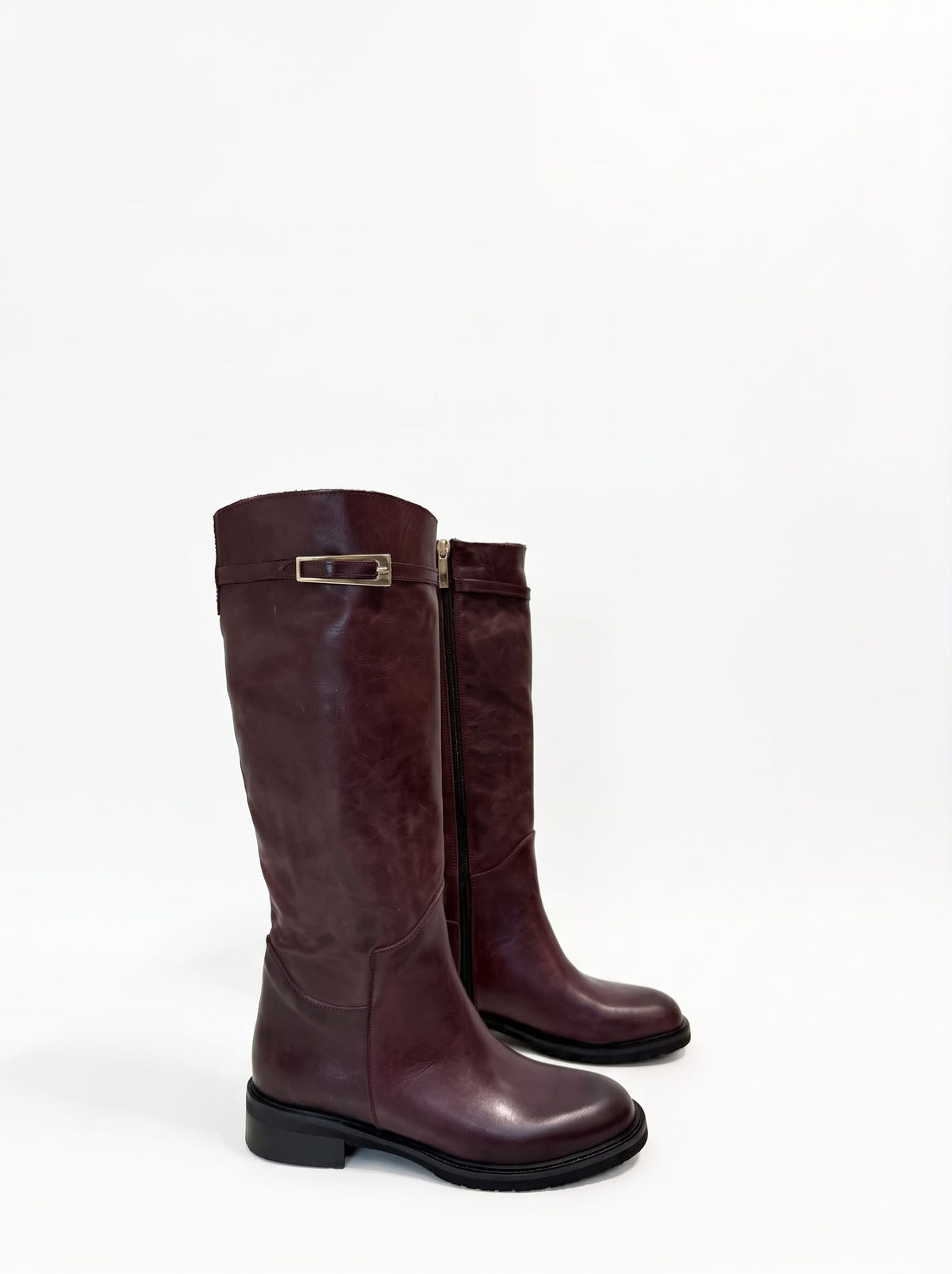 STIVALE BASSO ARTGIANALE IN VERA PELLE -CLOE-