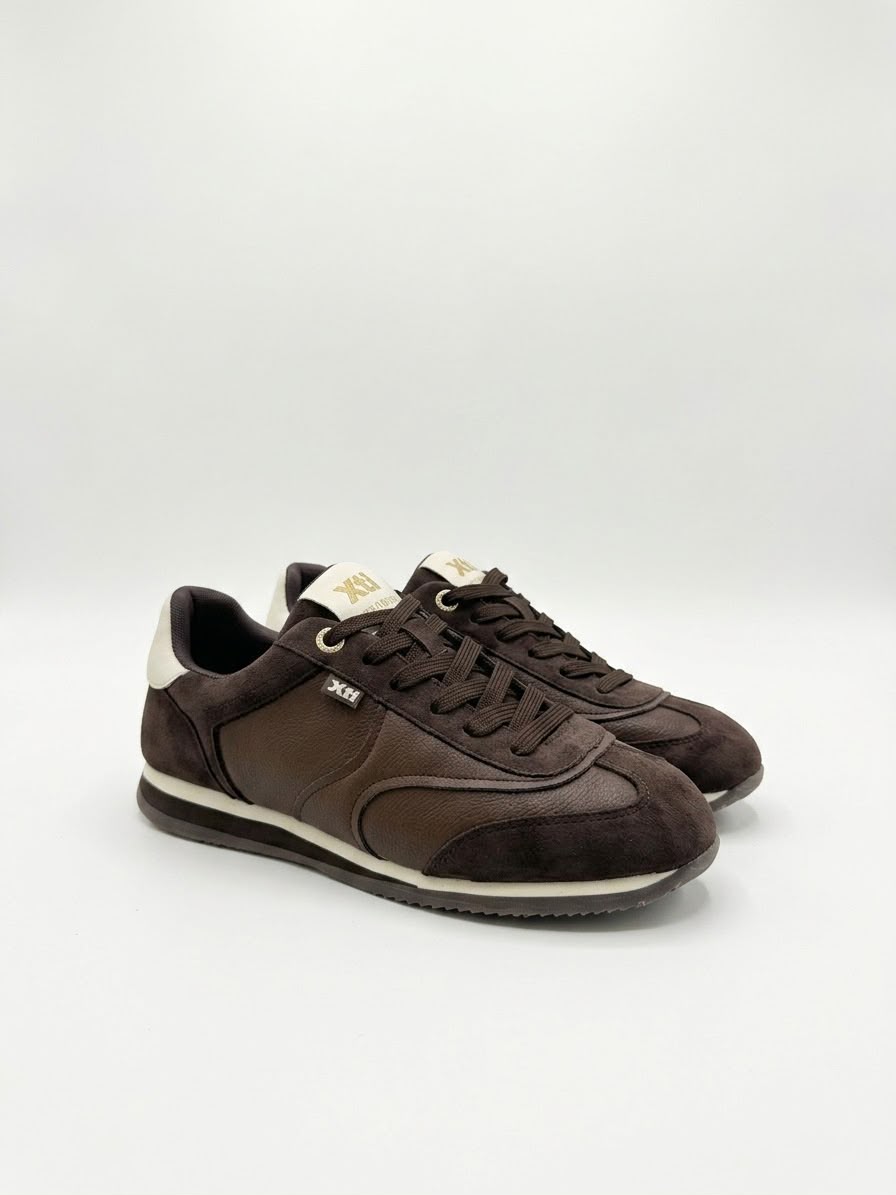 SNEAKERS XTI -SUEDE & LEATHER BROWN