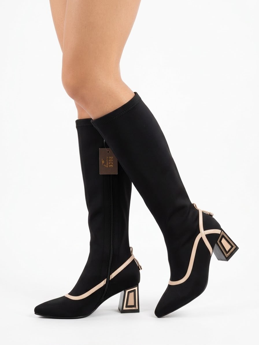STIVALE ROCKY A CALZA CON TACCO GEOMETRICO -AXEL-