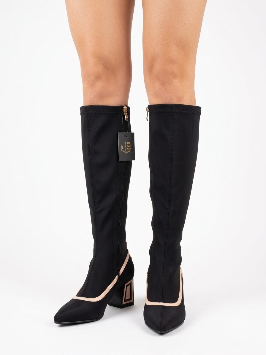 STIVALE ROCKY A CALZA CON TACCO GEOMETRICO -AXEL-