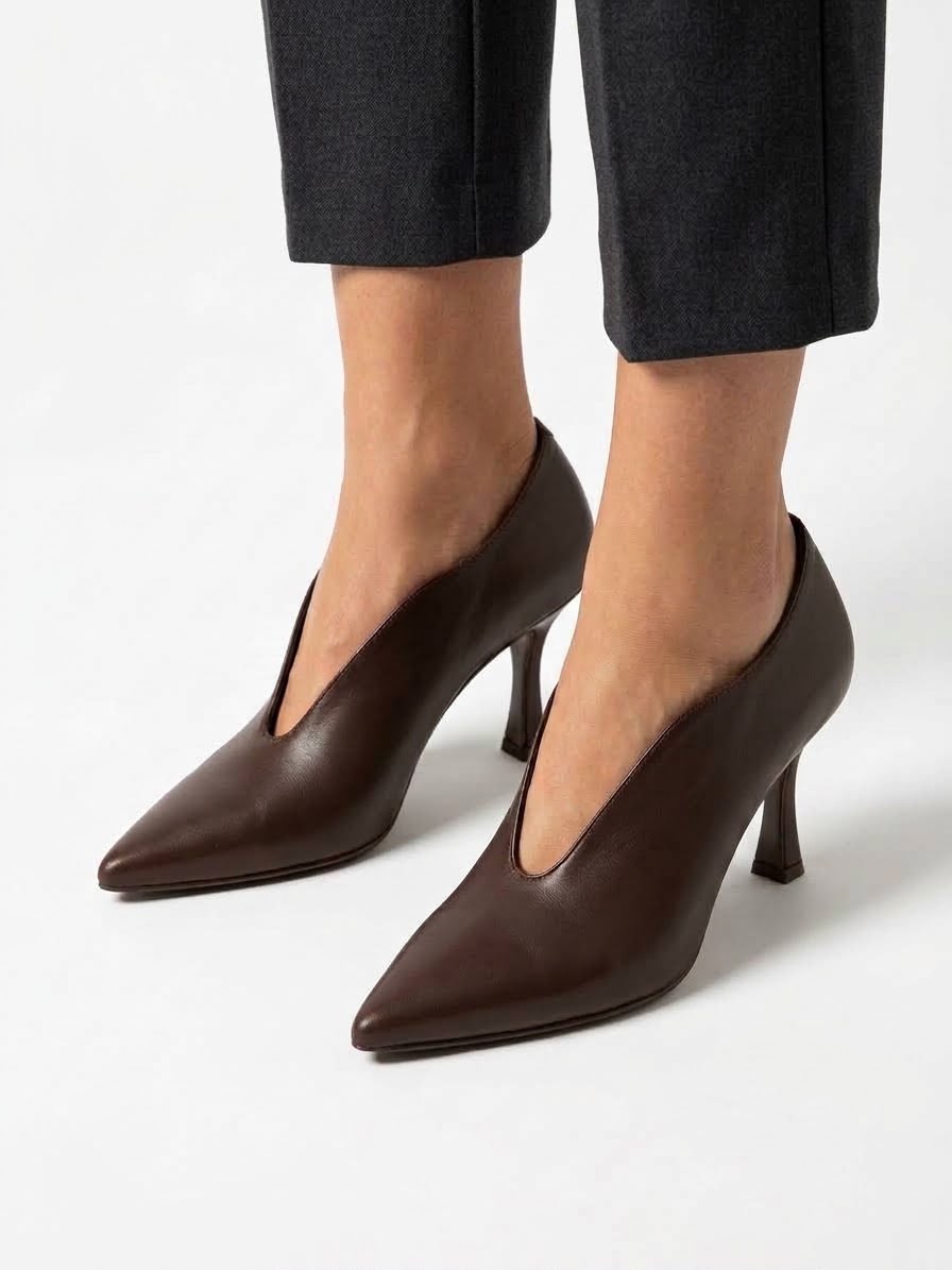 DECOLLETE  IN VERA PELLE -OLIMPIA- TACCO 7 CM