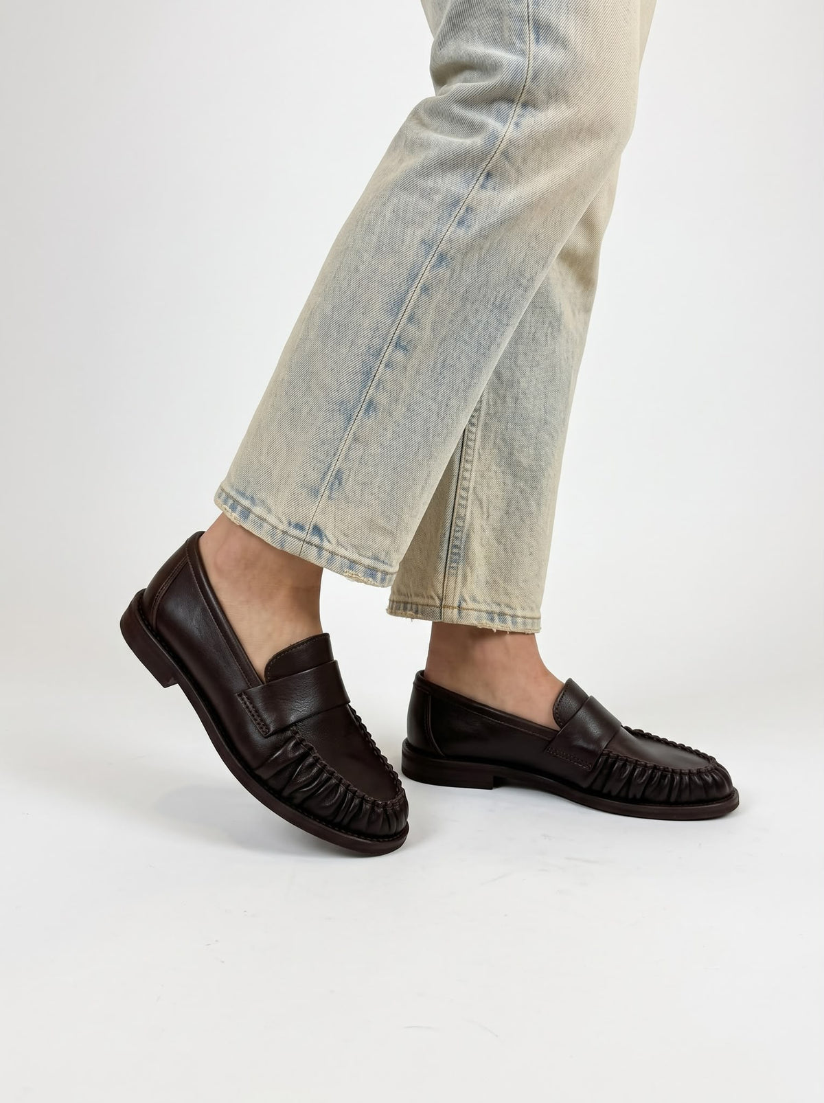 MOCASSINO ARTIGIANALE IN PELLE ARRICCIATA -MICHELLE-