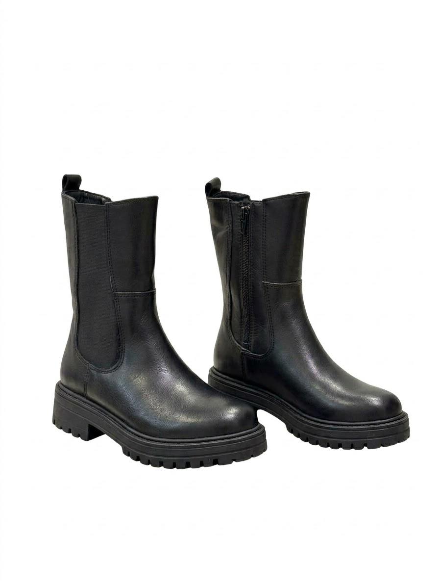 CF-STIVALETTO IN PELLE E CAMOSCIO CON ELASTICO LATERALE E CERNIERA -ANNA-