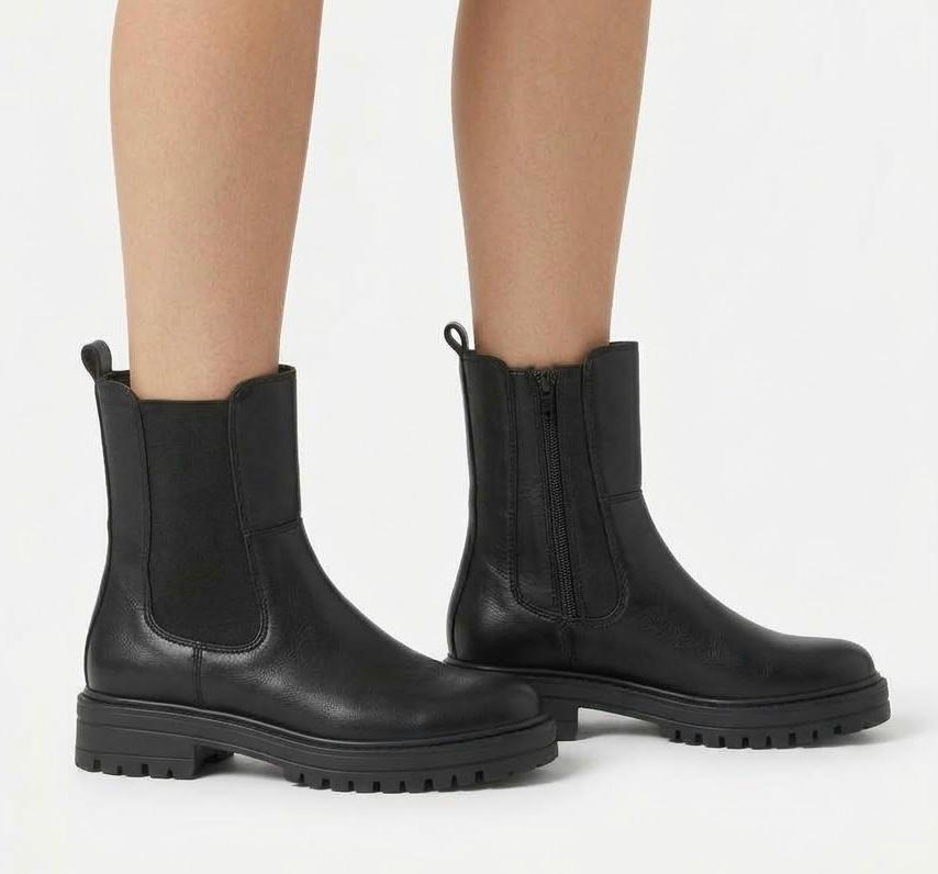 CF-STIVALETTO IN PELLE E CAMOSCIO CON ELASTICO LATERALE E CERNIERA -ANNA-