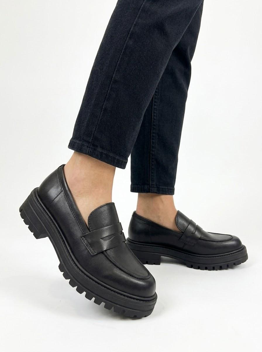 CF-MOCASSINO IN PELLE E CAMOSCIO CON SUOLA CARROARMATO -IRIS-