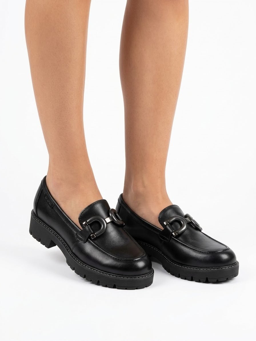 MOCASSINO TAMARIS CHUNKY IN PELLE CON FIBBIA