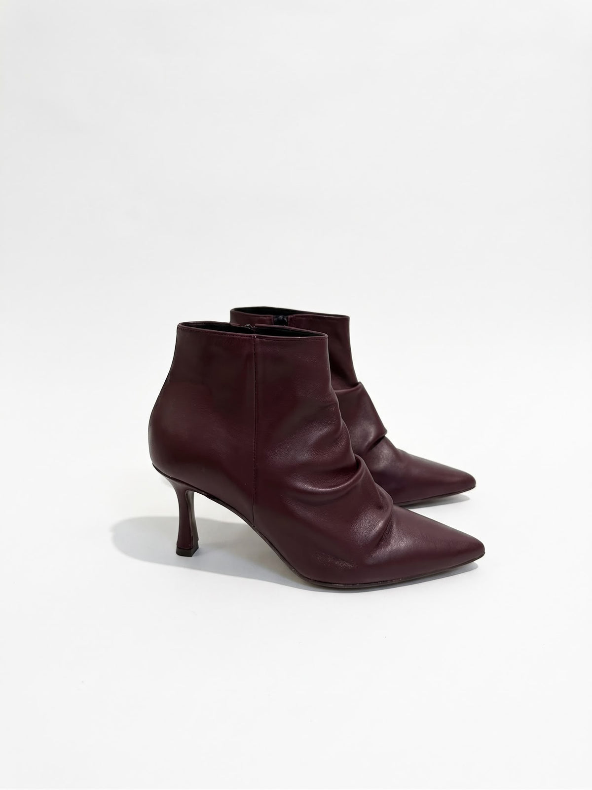 TRONCHETTO ARTIGIANALE IN VERA PELLE ARRICCIATA TACCO 7CM -VICTORIA-
