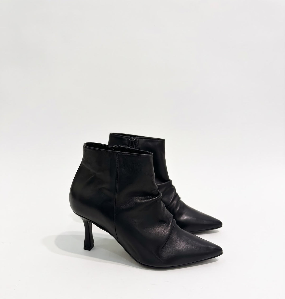 TRONCHETTO ARTIGIANALE IN VERA PELLE ARRICCIATA TACCO 7CM -VICTORIA-