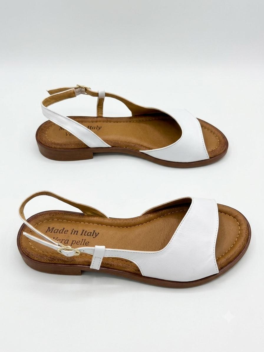 SANDALO BASSO ONDA IN VERA PELLE