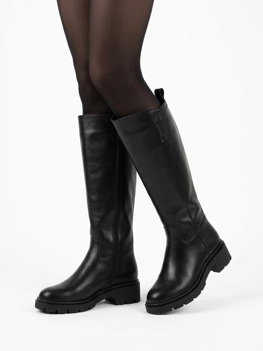 STIVALE TAMARIS IN PELLE CON CERNIERA ED ELASTICO LATERALE -ELODIE-