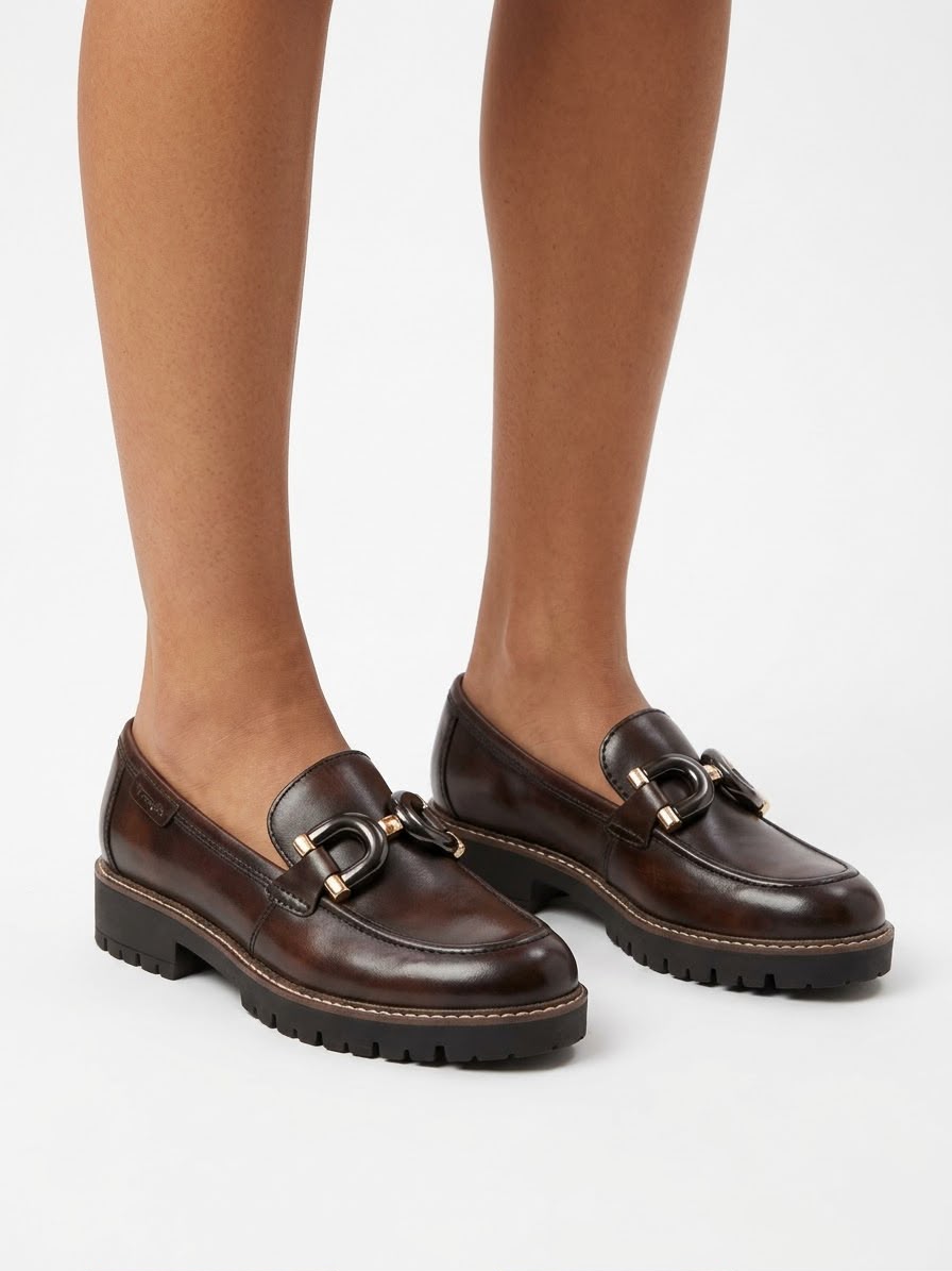 MOCASSINO TAMARIS CHUNKY IN PELLE CON FIBBIA