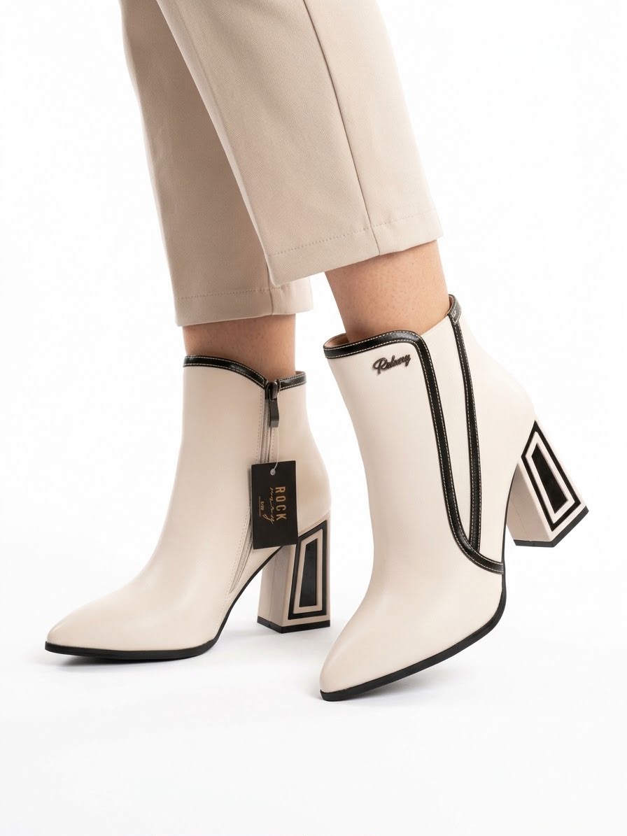 TRONCHETTO ROCKY CON BORDATURE A CONTRASTO E TACCO GEOMETRICO -LILLY-