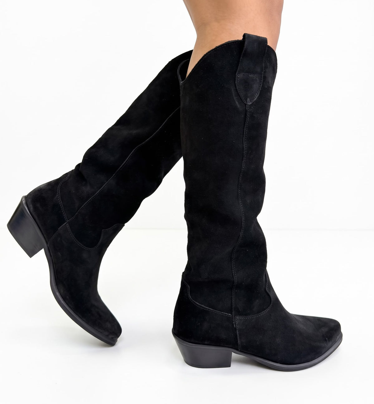 STIVALE-TEXANO IN VERO CAMOSCIO TACCO 5 CM -LILLY-