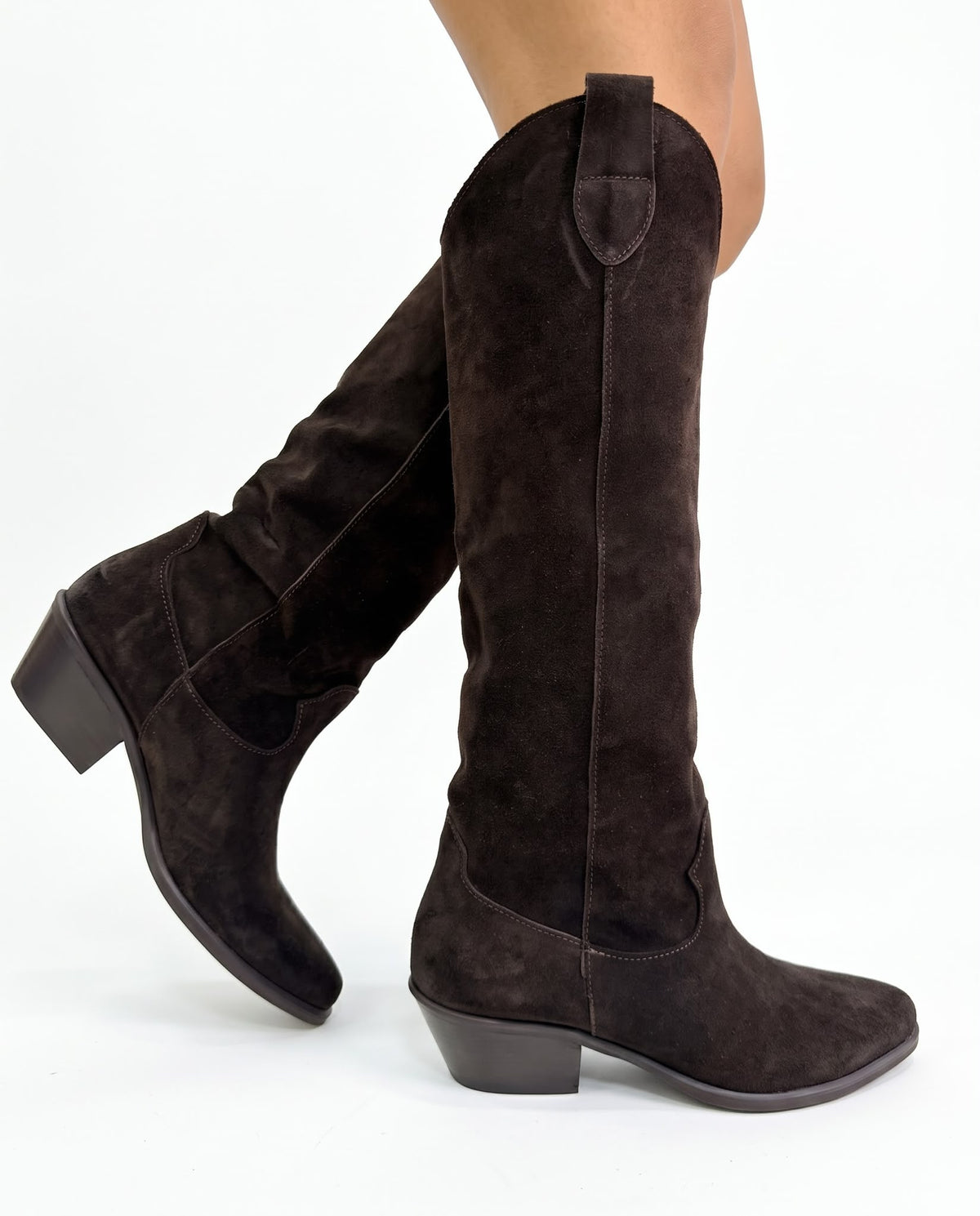 STIVALE-TEXANO IN VERO CAMOSCIO TACCO 5 CM -LILLY-