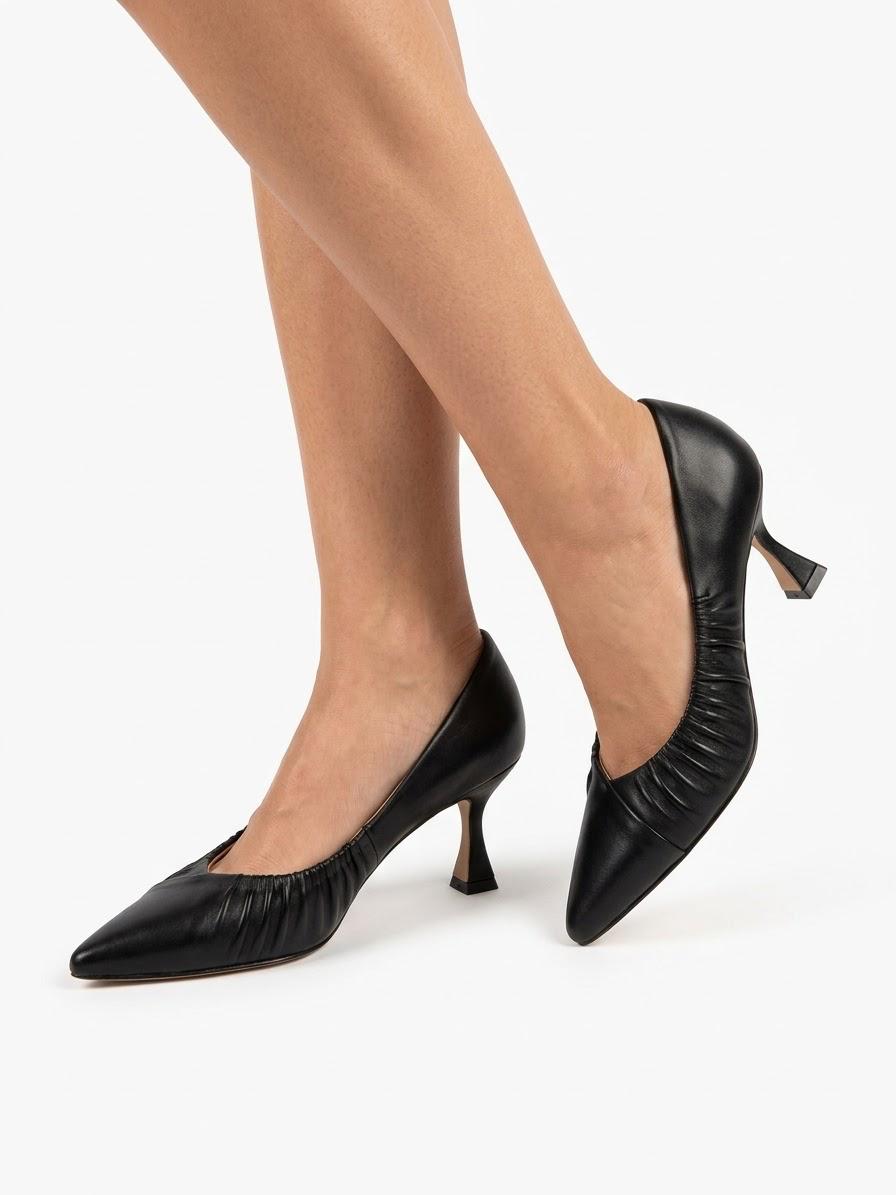 DECOLLETE IN PELLE CON DETTAGLIO ARRICCIATO TACCO 7 CM -MERYLIN-
