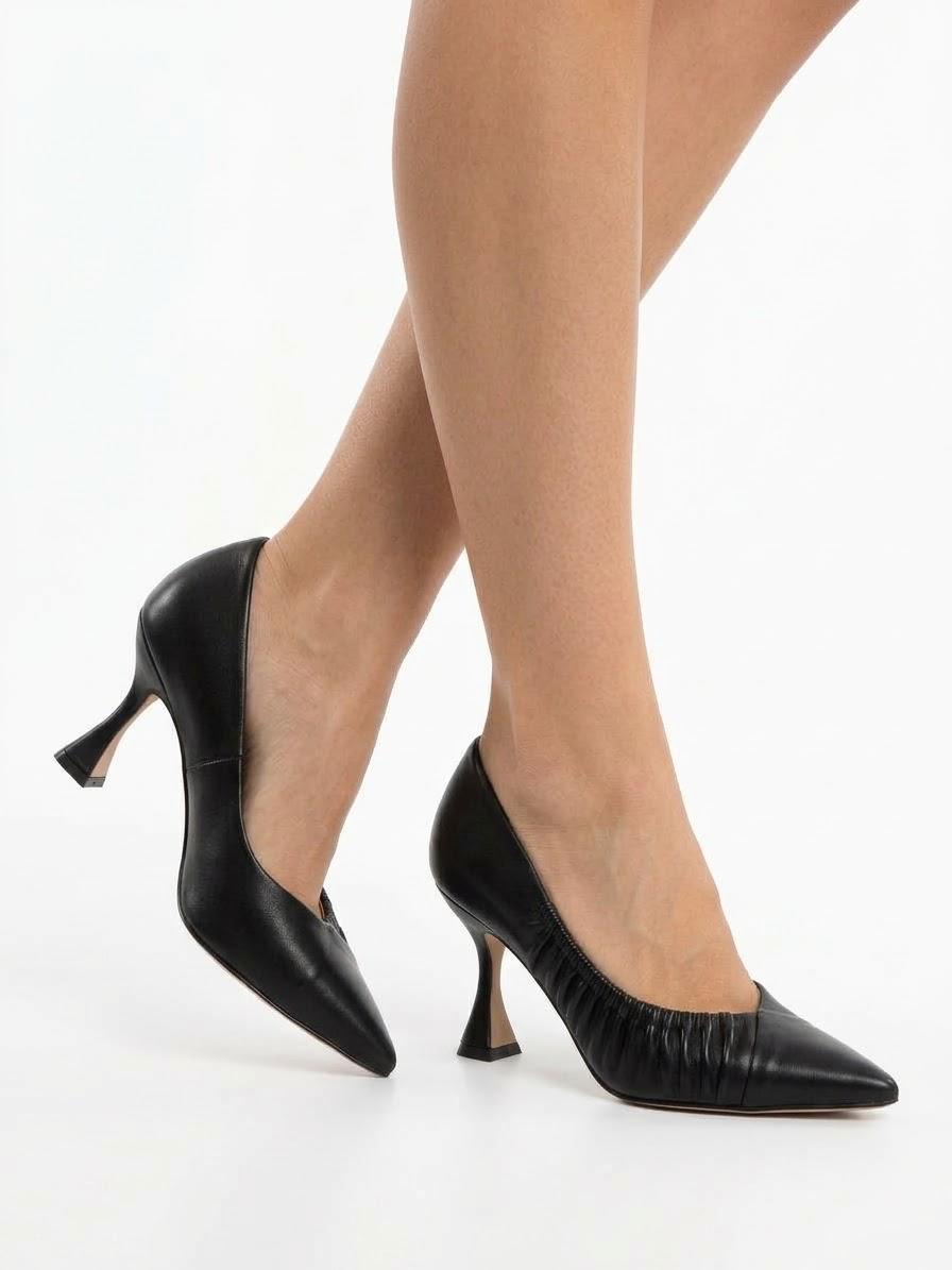 DECOLLETE IN PELLE CON DETTAGLIO ARRICCIATO TACCO 7 CM -MERYLIN-