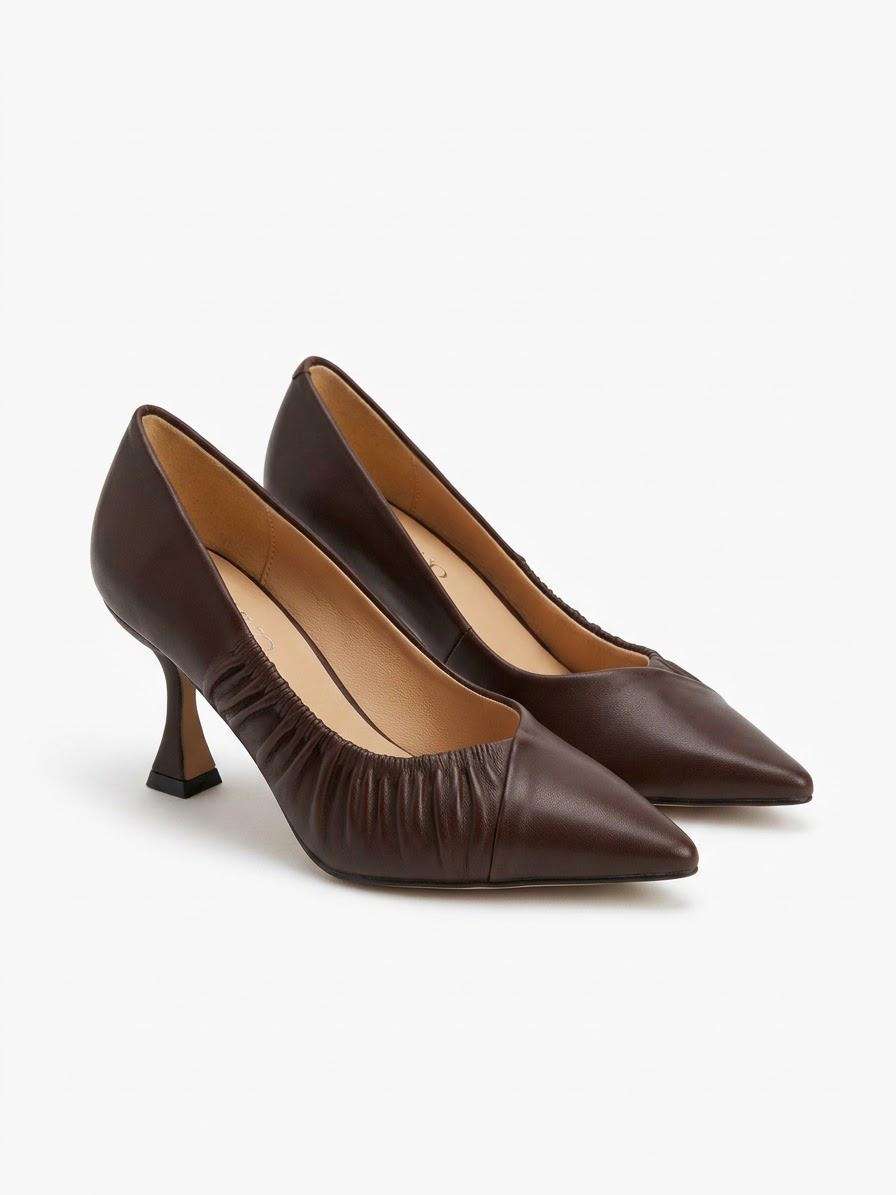 DECOLLETE IN PELLE CON DETTAGLIO ARRICCIATO TACCO 7 CM -MERYLIN-