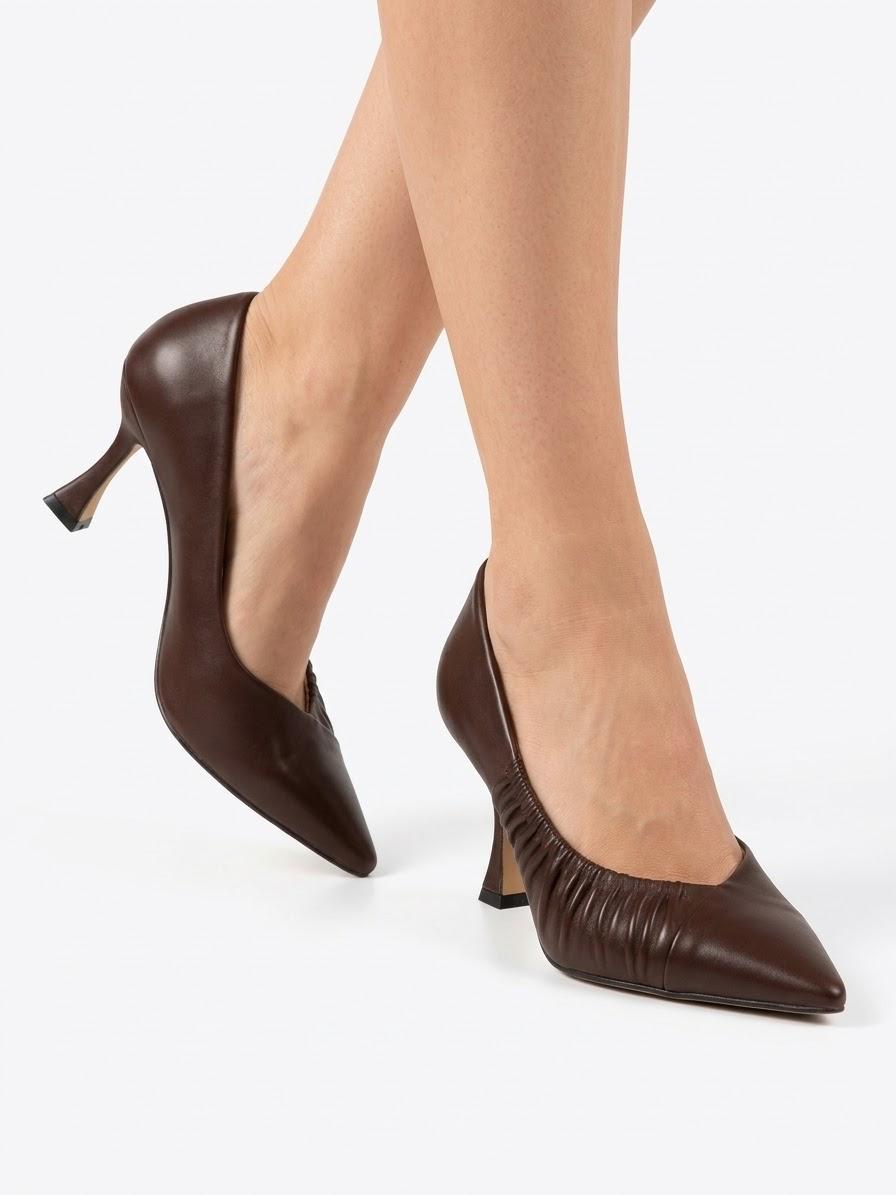 DECOLLETE IN PELLE CON DETTAGLIO ARRICCIATO TACCO 7 CM -MERYLIN-