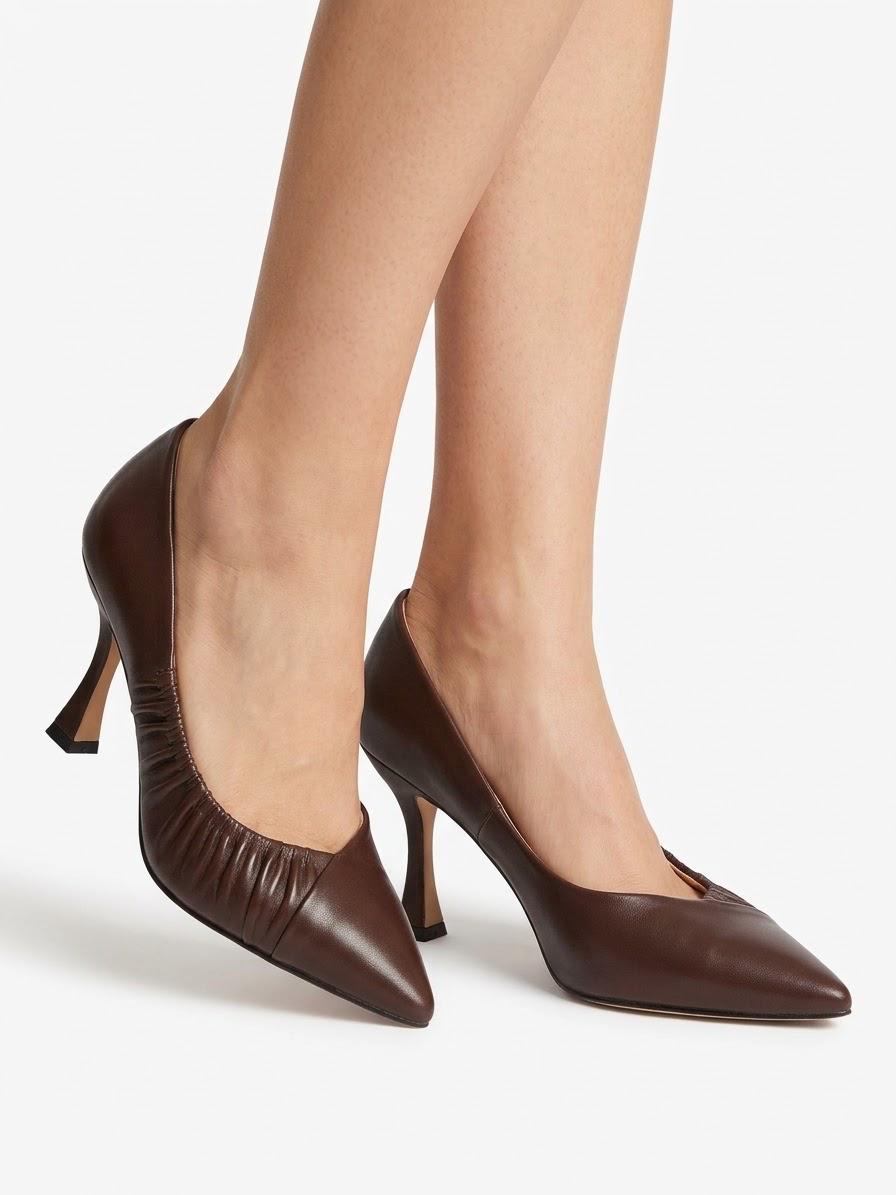 DECOLLETE IN PELLE CON DETTAGLIO ARRICCIATO TACCO 7 CM -MERYLIN-