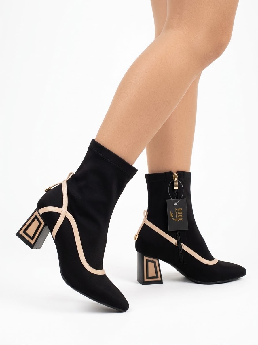 TRONCHETTO ROCKY CON TACCO SQUADRATO -CHIC-