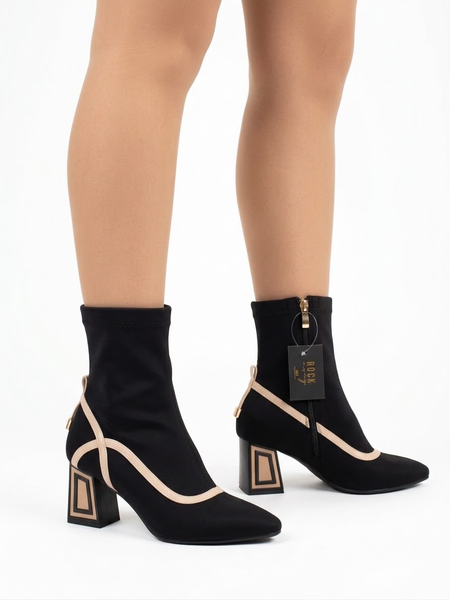 TRONCHETTO ROCKY CON TACCO SQUADRATO -CHIC-