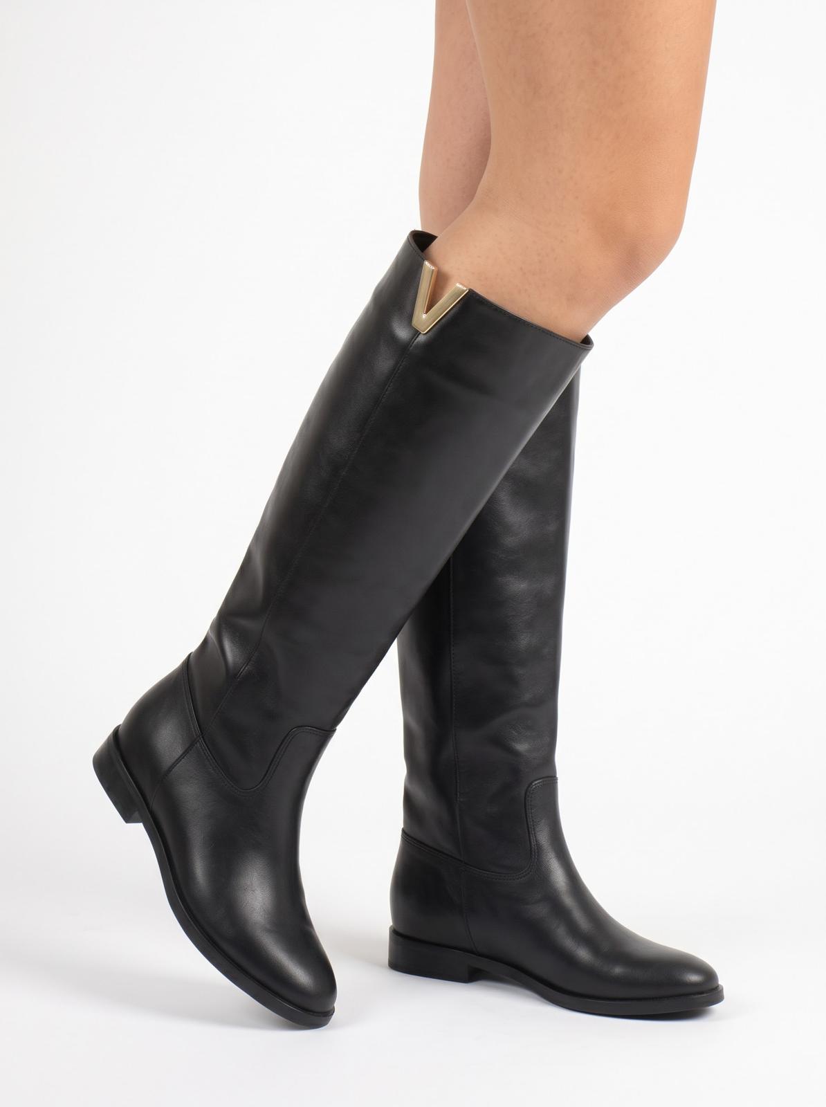 STIVALE IN  VERA PELLE E VERO CAMOSCIO CON RIALZO INTERNO DI 3 CM -VICTORIA-