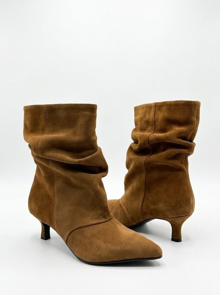 TRONCHETTO IN VERO CAMOSCIO E VERA PELLE TACCO 5 CM -SELLY-