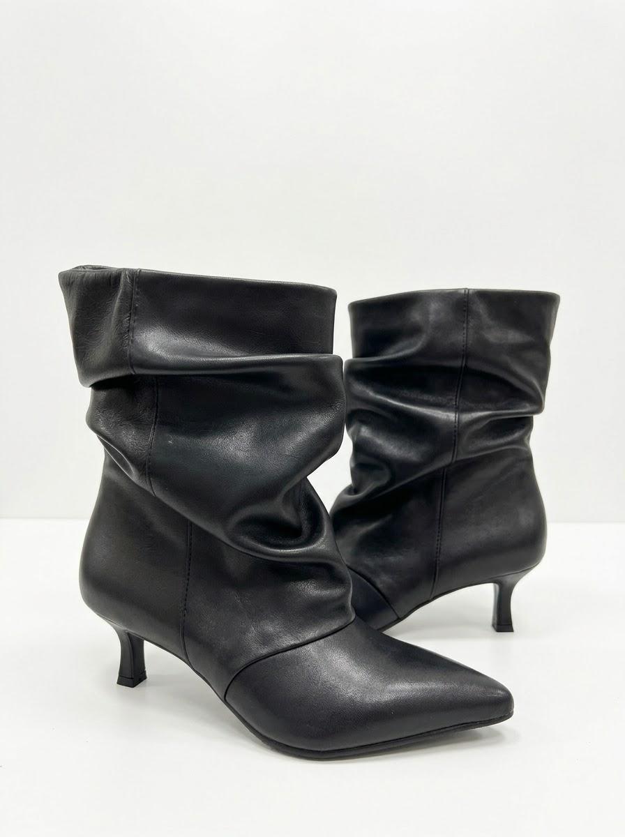 TRONCHETTO IN VERO CAMOSCIO E VERA PELLE TACCO 5 CM -SELLY-