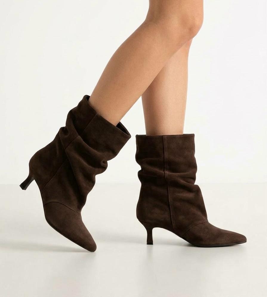 TRONCHETTO IN VERO CAMOSCIO E VERA PELLE TACCO 5 CM -SELLY-