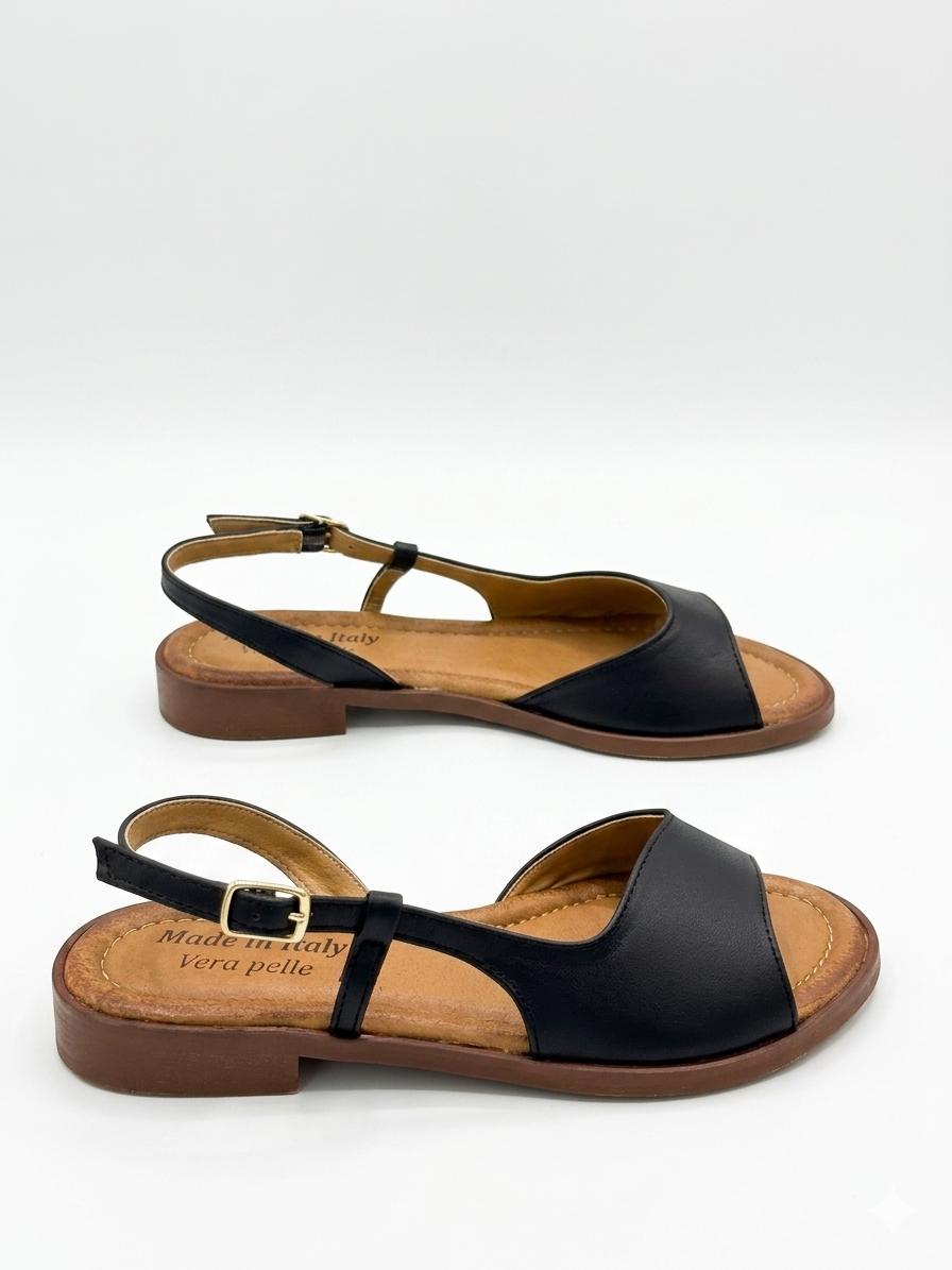 SANDALO BASSO ONDA IN VERA PELLE