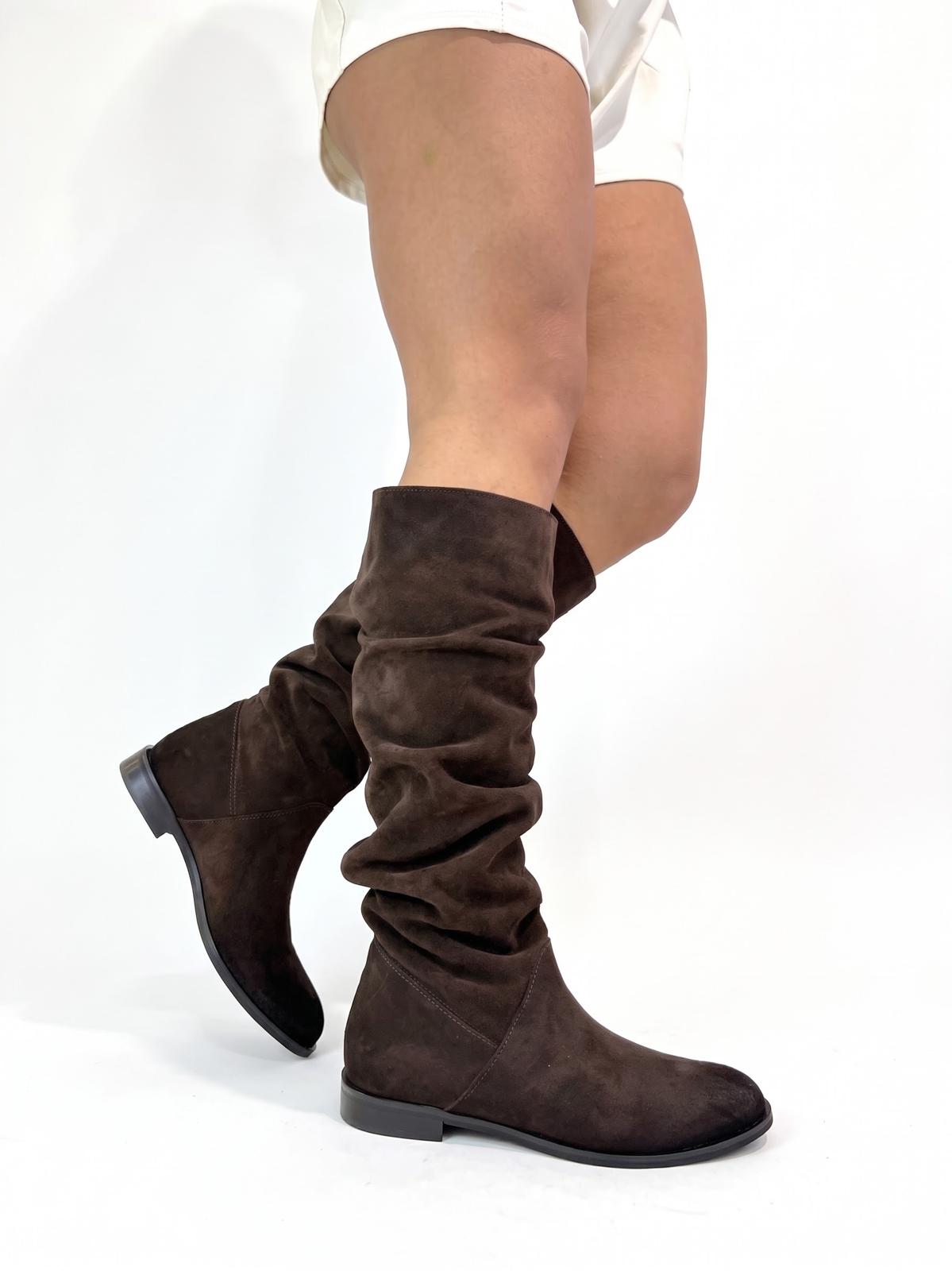 STIVALE ARTIGIANALE IN VERA PELLE CON GAMBALE ARRICCIATO -TRILLY-